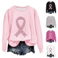 thumbnail image 4 of WREESH Women's Pink Ribbon Graphic Pullover Breast Cancer Awareness Sweatshirt Fall Long Sleeve Top Crewneck Sweatshirts Gray, 4 of 4