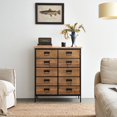 thumbnail image 6 of PJCOLL 37" Rustic Industrial Accent Cabinet - Fir Wood & Metal 2-Door Storage Cabinet with Faux Drawers, Entryway/Living Room/Bedroom Organizer, 6 of 9