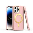 thumbnail image 6 of For Apple iPhone 14 Plus (6.7") Ultimate PU Leather Hybrid with MagSafe Compatible Bumper Gold Frame Protection Cover ,Xpm Phone Case [ Pink ], 6 of 6