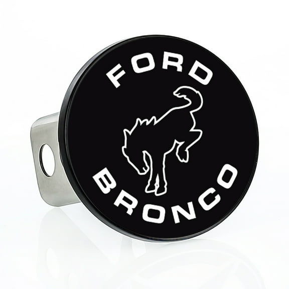 Ford Bronco Horse Logo Black Circular Trailer Hitch Cover Plug (2" Inch )