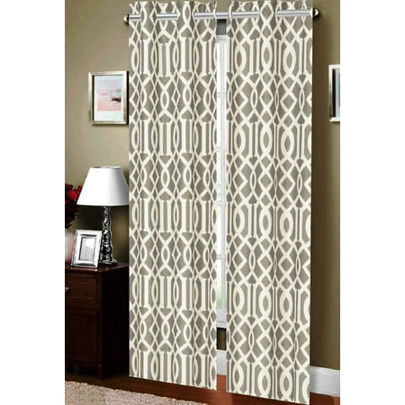 Elegance Gravy - Luxurious Geometric Collection Beautiful Printed Window Curtains/Panel/Drape with Grommets (Set of 2), Grey, 100% Polyester By Elegance Linen,USA