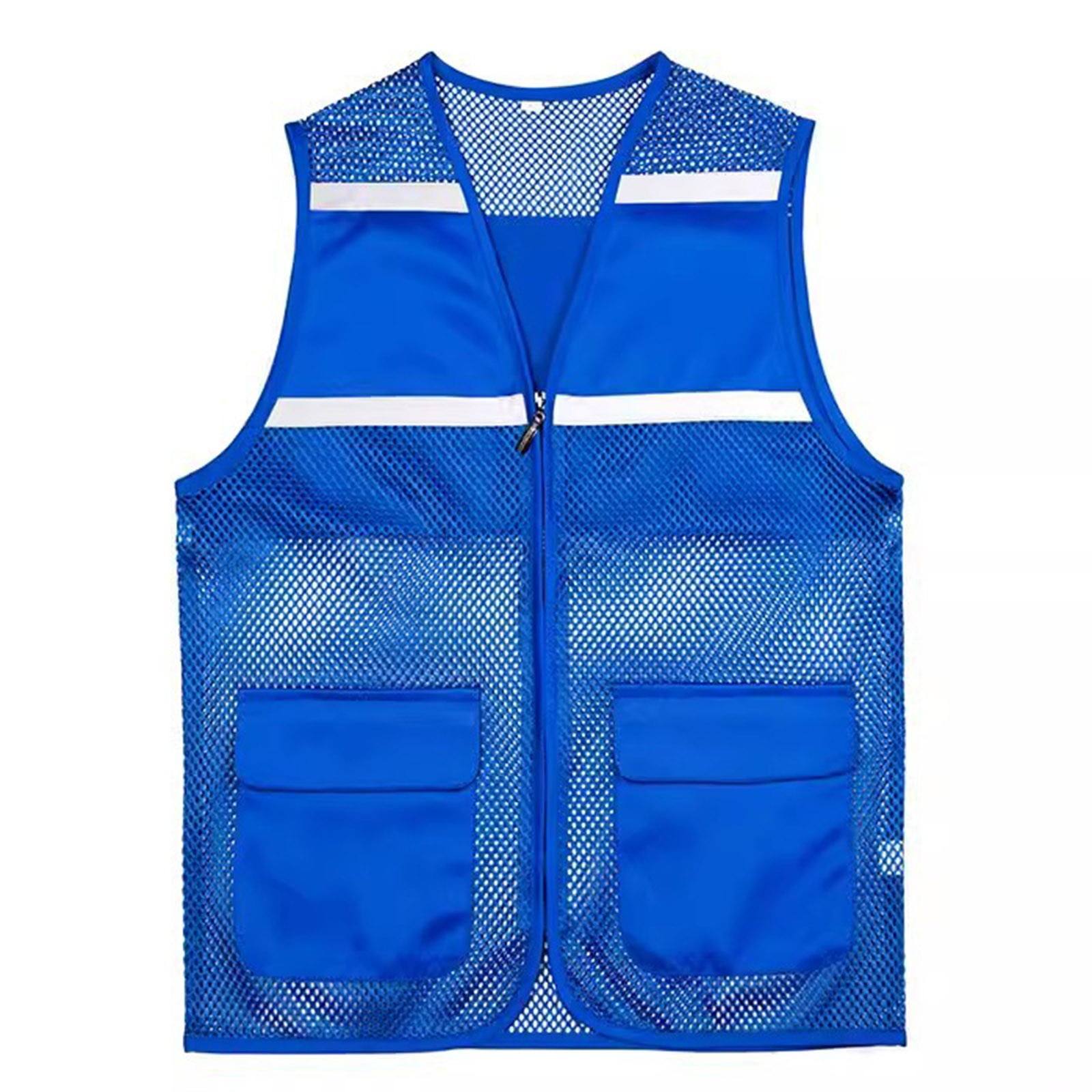 Hvyesh Plus Size Work Vest,Safety Vest for Men and Women Zipper Up Activity Event Waistcoat Lightweigh Work Gilet Blue