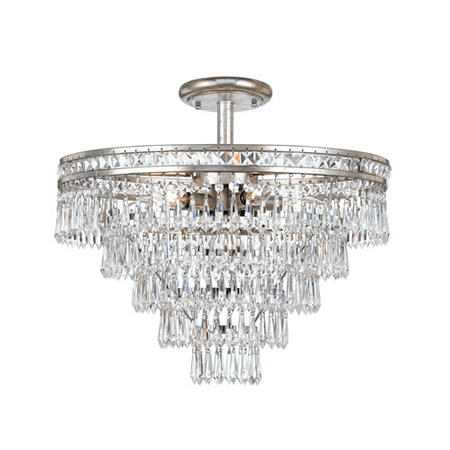 

World of Lighting WL98539 Semi Flush Olde Siler Steel and Crystal Milan