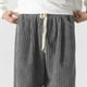 thumbnail image 5 of Pantalones largos para hombre, de ocio, de color liso, con botones, cintura elástica y cordón ajustable, de poliéster., 5 of 7