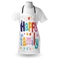 thumbnail image 3 of Family Apron Happy Family Letters with Flowers Hearts Stars Dots Circles Cartoon Like Artwork, Unisex Kitchen Bib Apron with Adjustable Neck for Cooking Baking Gardening, Multicolor, by Ambesonne, 3 of 3