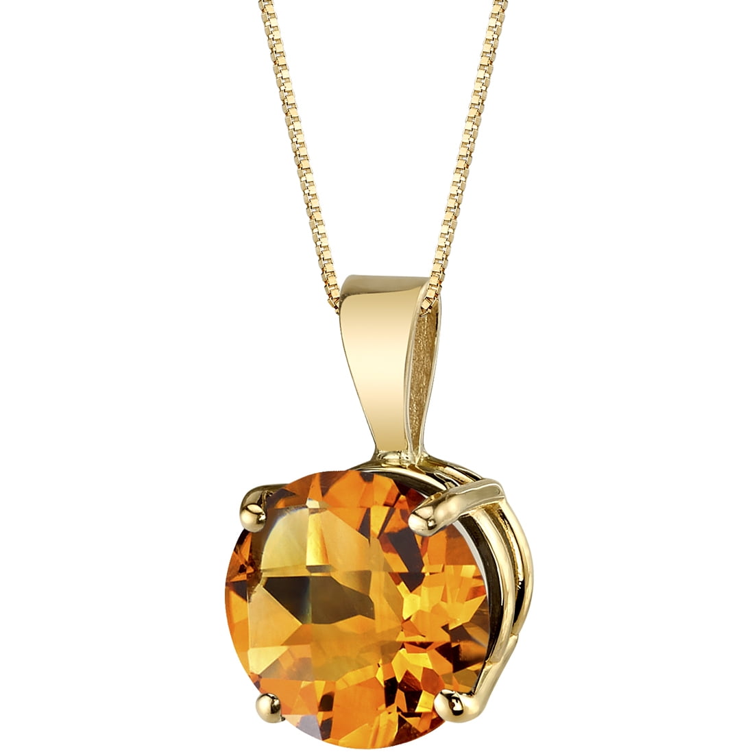 Oravo - 1.7 ct Round Orange Citrine Pendant Necklace in 14K Yellow Gold