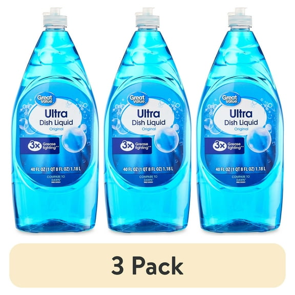 (3 pack) Great Value Ultra Dish Liquid, Original, 40 fl oz