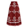 thumbnail image 5 of Unir Women Symmetrical Ethnic Floral Print Multi-Tiered Flow Four Way Stretch Midi Skirt Drawstring Ruffle Waist Casual Side Pocket Long Bottom 1PC S-XXL Plus Size Friendly, 5 of 5