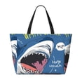 thumbnail image 2 of Kdxio Great White Shark for Beach Bag for Women Large Beach Tote Bag Waterproof Sandproof Swim Bag with Zipper Pockets Beach Vacation Travel, 2 of 7