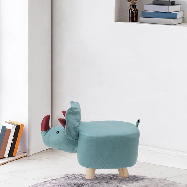 Small Wooden Footstool, Cute Animal Footstool With Soft Padded Cushion And Prevent Slip Feet Small Footrest Stools For Kids Adults