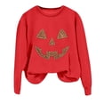 thumbnail image 5 of Tisuna Girls Halloween Sweatshirts Pumpkin Print Long Sleeve Crew Neck Tops Fashion Kids Theme Party Sweatshirt Size 9-10 Years Red, 5 of 5