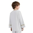 thumbnail image 5 of Aislor Boys Liturgical Praise Dance Pullover Top Choir Gowns Metallic Shiny Tunic Shirt Church Robe Worship White 10, 5 of 7