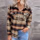 thumbnail image 5 of Puntoco Moda Mujer Plaid Impresión Cardigan Botón Abrigo Blusa Outwear tops Puntoco Puntoco-1, 5 of 8