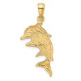 thumbnail image 4 of FB Jewels 14K Yellow Gold Double Dolphins 2D and High Polish Pendant, 4 of 4