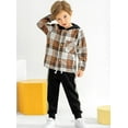 thumbnail image 4 of Kids Toddler Boy Clothes Flannel Plaid Hoodied Tops + Casual Pants Boys Fall Winter Outfits, 4 of 6
