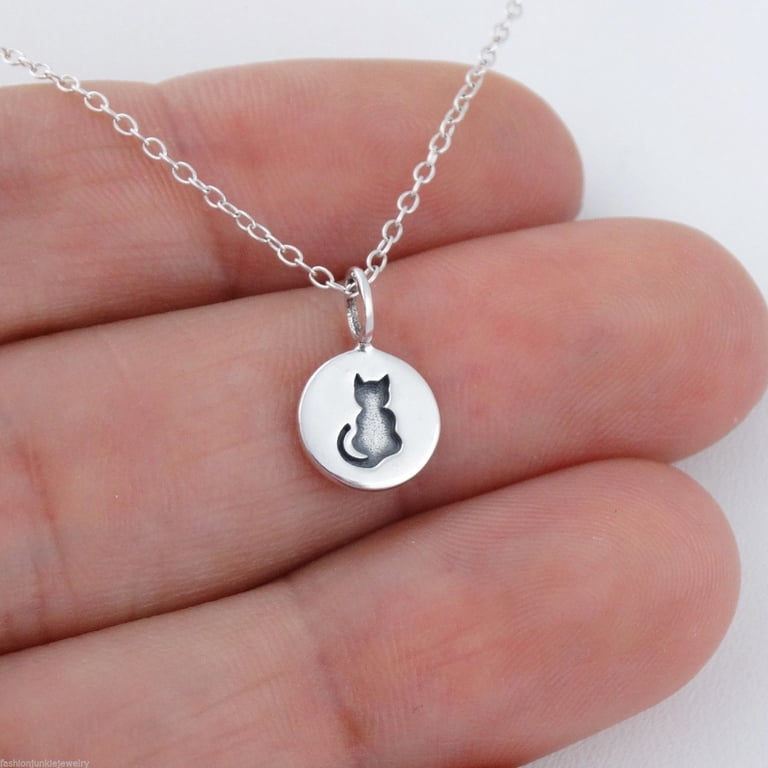 Sterling Silver Kitty Cat Pendant Necklace - 18" Adjustable Chain With Gift Box 11 thumbnail image