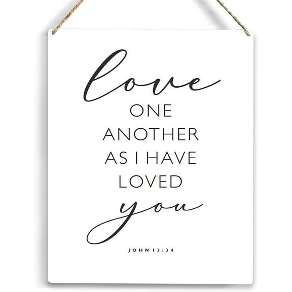 Love One Another as I Have Loved You Bible Verse Wood Sign Rustic John 1334 Wooden Hanging Plaque for Home Office Wall Art Decoration 8x10 Inch Present