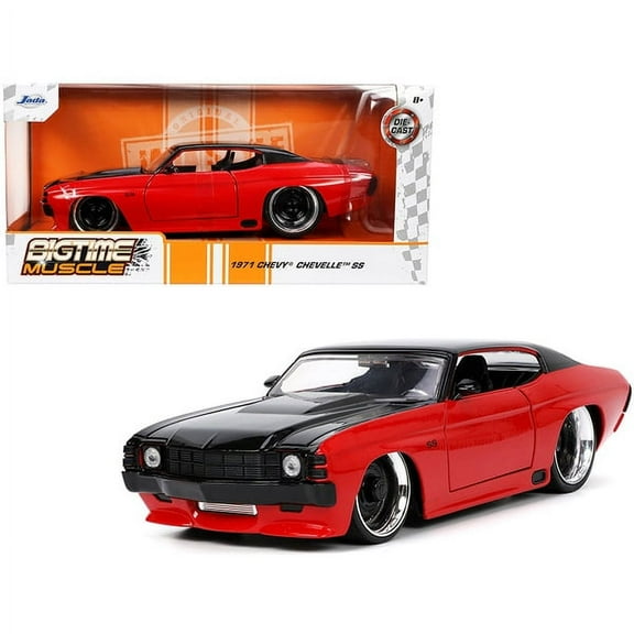 Jada Toys Bigtime Muscle 1971 Chevrolet Chevelle SS 1/24 Diecast Model Car, Black & Red(Selections May Vary)