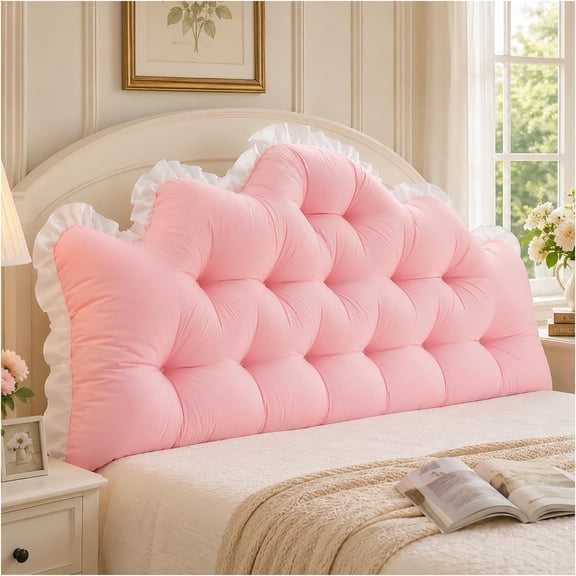College Dorm Bed Bolster Pillow Long Reading Rectangular Headboard Pillow Backrest Support Cushion for Sitting in Bed Daybed Pillows Soft (Rose Pink, Twin 90cm / 35")