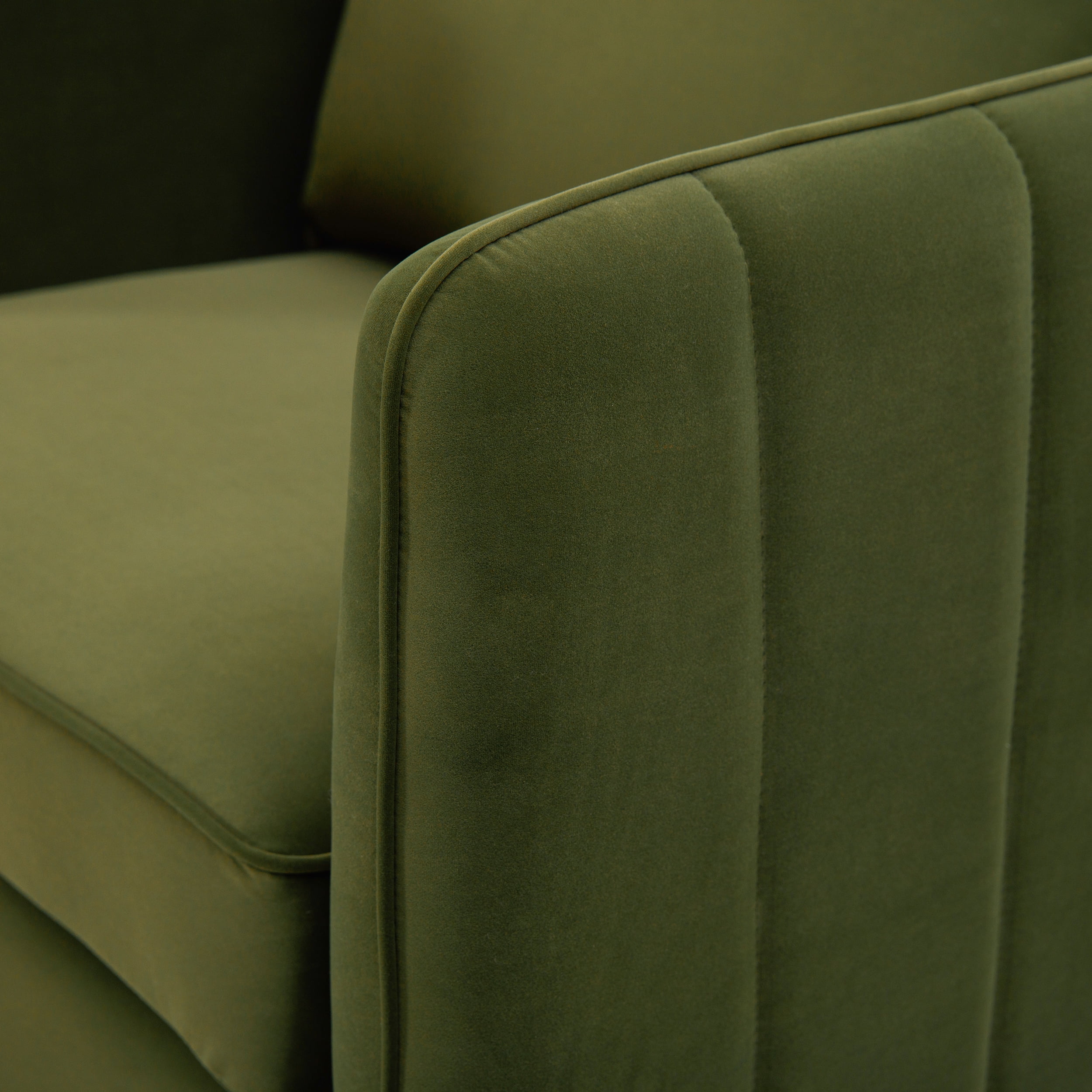 Aukfa Velvet Accent Chair with Channel-Tufted Arms, Modern Single Sofa Chair with Pillow & Metal Legs for Living Room & Bedroom,Olive Green