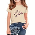 thumbnail image 2 of Awdenio Kids Girls Flag Butterflies Print Short Sleeve T-Shirt, Crew Neck Casual Tee ,Soft Top in Multi-Colors,for Patriotic Events and Everyday Wear,Size2-13, 2 of 4