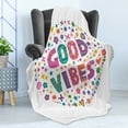 thumbnail image 4 of Chill Soft Flannel Fleece Throw Blanket, Word Art Theme Doodle Cartoon Positive Hippie Cheerful, Cozy Plush for Indoor and Outdoor Use, 60" x 80", Multicolor, by Ambesonne, 4 of 5