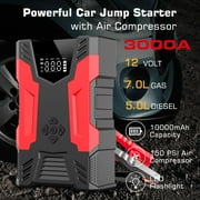 Car Jump Start & 150PSI Tire Inflator: 3000A Peak- 7L Gas/5L Diesel