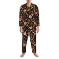 thumbnail image 3 of Salouo Owl And Leaves Print Button-Front Long Sleeve Pajama Set for Men, Soft 2Pjs Men's Long Sleeve Sleepwear-XX-Large, 3 of 7