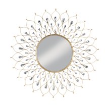 Tripar International 34.5" Gold and Clear Round Sunburst Wall Hanging Mirror