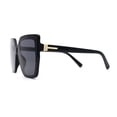 thumbnail image 4 of Womens Oversize Square Minimal Chic Mod Inset Lens Sunglasses All Black, 4 of 4