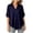 Dark Blue, variant on Vivianyo HD Women's Lace Detail Roll Tab Sleeve Blouse, V-Neck Casual Shirt for Women, Women's Beige, Sizes S-4XL