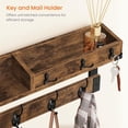 thumbnail image 5 of Coat Rack with Hooks, Wall Mount with Key and Mail Holder, 26 Inch Long Coat Hanger - Wood Entryway Shelf for Hanging Hat, Jacket, Backpack, Purse - Rustic Brown, 5 of 7