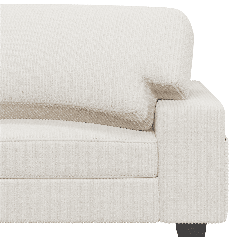 Renwick 83.5'' W 2-Seater Modern Corduroy Fabric Sofa Couch with USB Charging Ports, All Ages, Ivory