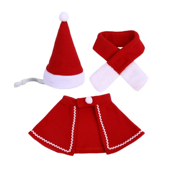 Christmas Pet Santa Hat with Cloak&Scarf Cute Christmas Theme Costume for Dogs Dress up Lovely Carnivals Winter Hat