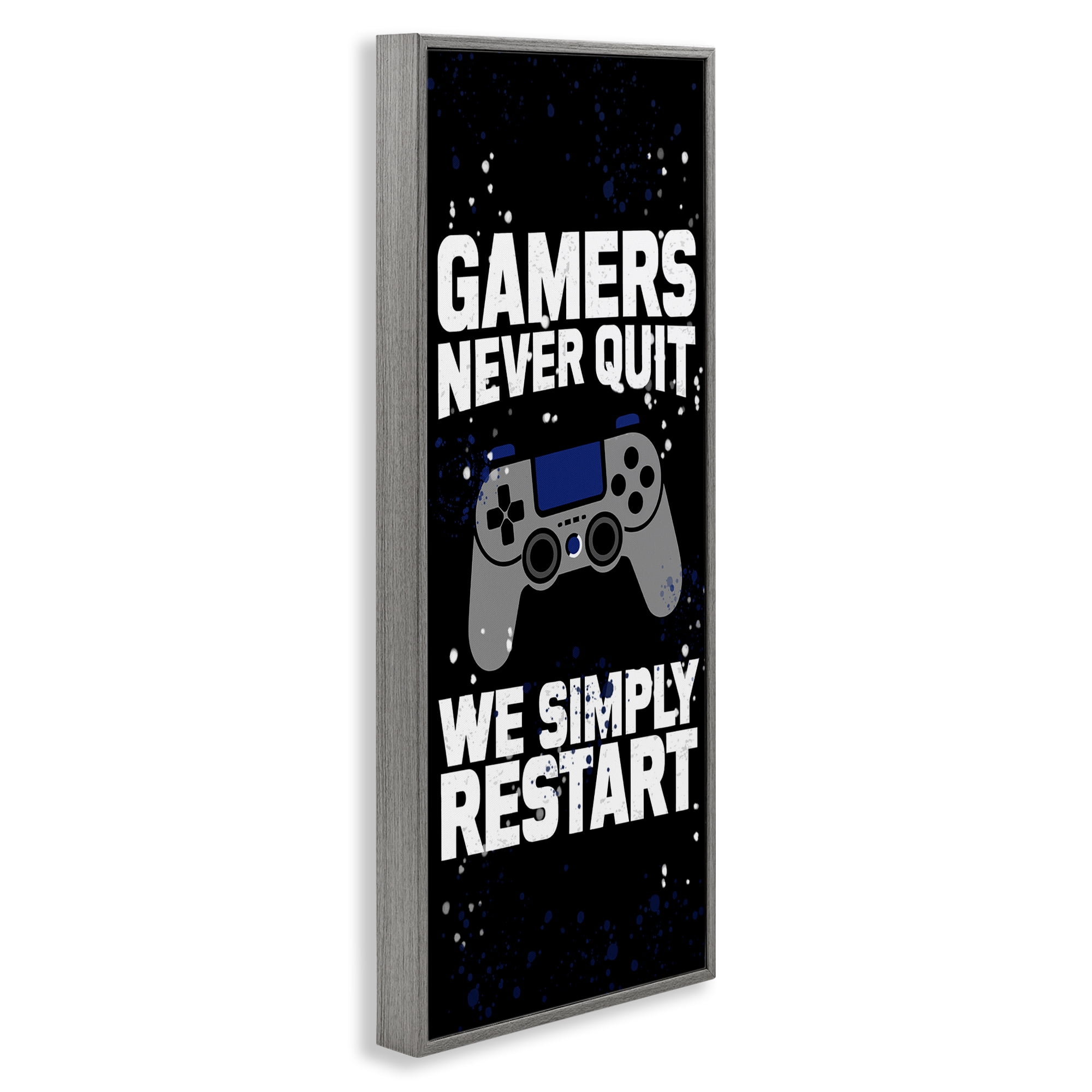 Stupell Industries Never Quit Simply Restart Gray Framed Giclee Art, design by Kim Allen