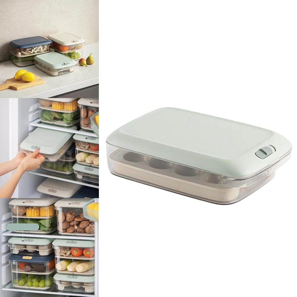 Fiocias Loviver Fridge Storage Containers Produce Saver Stackable Refrigerator Organizer Green A