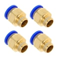thumbnail image 1 of Accesorios de aire de conexión rápida Unique Bargains 5/8" rosca macho línea de aire con conector plástico metálico 3/8" BSPT 4 piezas tono azul dorado, 1 of 1
