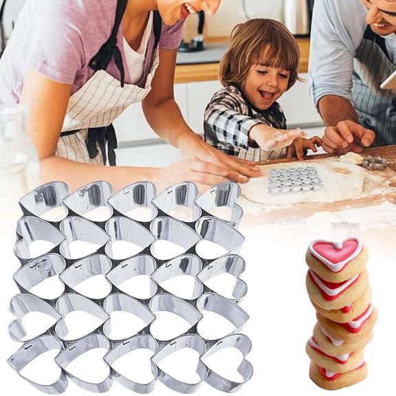 Heart Shaped/Stars Shaped Cookie Cutter, 25 Cavity Fondant Mold, Small Baking Cutters for Pastry, Biscuit, and Chocolate, DIY Dessert Decorating Tool, Anniversary, Wedding Baking Supplies