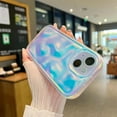 thumbnail image 2 of iPhone 13 Holographic Case, Cute Laser 3D Water Ripple Bling Glitter Luxury Wave Shape Phone case for Women Girls Silicone Protection Cover (Fluorescent White), 2 of 16