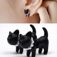 thumbnail image 3 of Boucles d'Oreilles Clous Tête Léopard Perle Petit Animal 3D Boucles d'Oreilles de Perçage Chat, 3 of 9