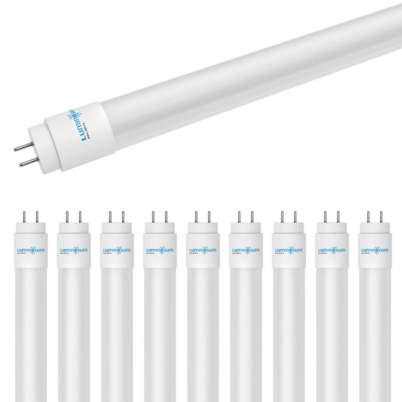 LUMINOSUM T8 LED Tube Light 4 Foot 18W, 36W Equivalent 2525LM, Glass Tube with Film Coating, Ballast Bypass Retrofit, Cool White 6000K, Frosted Cover