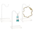 thumbnail image 1 of Juego de 3 expositores de acrílico para pulseras, con forma de gancho transparente, para relojes, de 4,9 pulgadas de alto, para guardar joyas, brazaletes, diademas, pendientes y organizador de joyas., 1 of 6