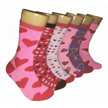 

Valentine s Day Soft Crew Socks Women s Size 9-11 Red Pink Hearts 6 Pair
