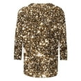 thumbnail image 3 of qucoqpe Womens Sequin Tops 3/4 Sleeve Crew Neck Sparkling T-shirts Fashion Casual Loose Blouses, 3 of 5