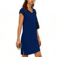thumbnail image 3 of Pounoo Dresses for Women Short Sleeve V Neck Solid Color Casual Dresses for Women Office Commute Daily Wear Gift, 3 of 6