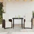 thumbnail image 1 of vidaXL Ensemble Bistro 3 Pcs avec Coussins en Rotin Poly Brun, 1 of 5