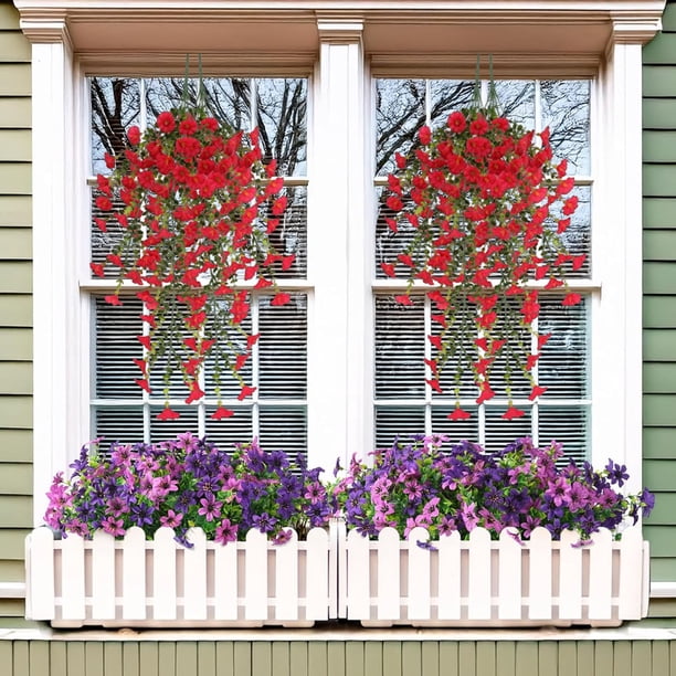 Guirnalda de campanillas artificiales para colgar en la pared | Guirnalda de flores artificiales para decoración de cestas colgantes de jardín al aire libre