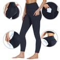 thumbnail image 5 of Dwellite Girls Athletic Leggings Ankle Length High Waisted Yoga Pants with Pockets for Kids Teen 5-13Y Navy 120, 5 of 7
