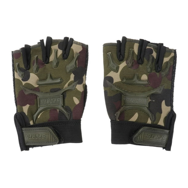 1 par de guantes deportivos de medio dedo para niños, para escalada de montaña, ciclismo, para exteriores, color verde