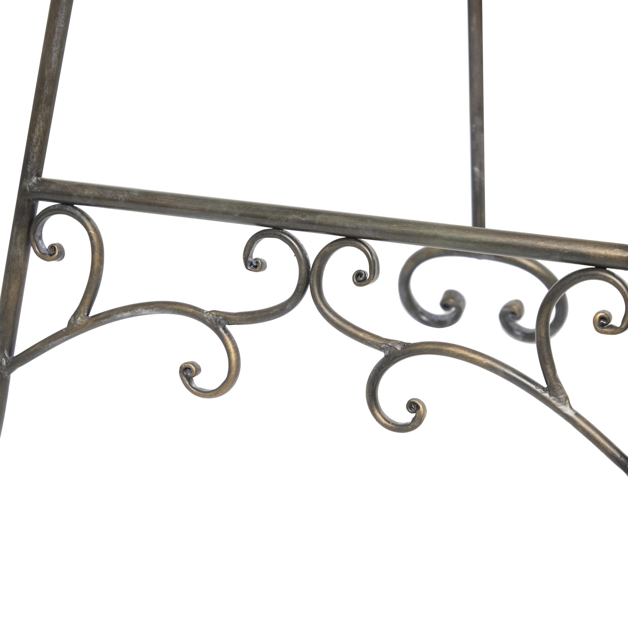 DecMode 16" x 55" Bronze Metal Tall Adjustable Floor 2 Tier Scroll Easel, 1-Piece